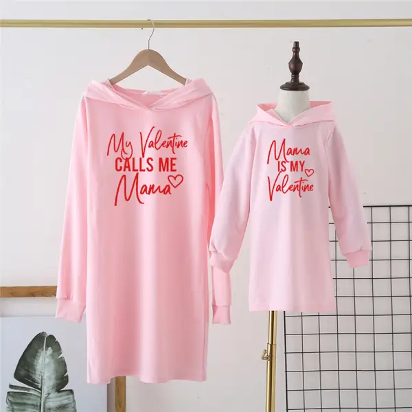 Casual Letter Print Long Sleeve Mom Girl Matching Sweatshirt Dress - Popopiearab.com 