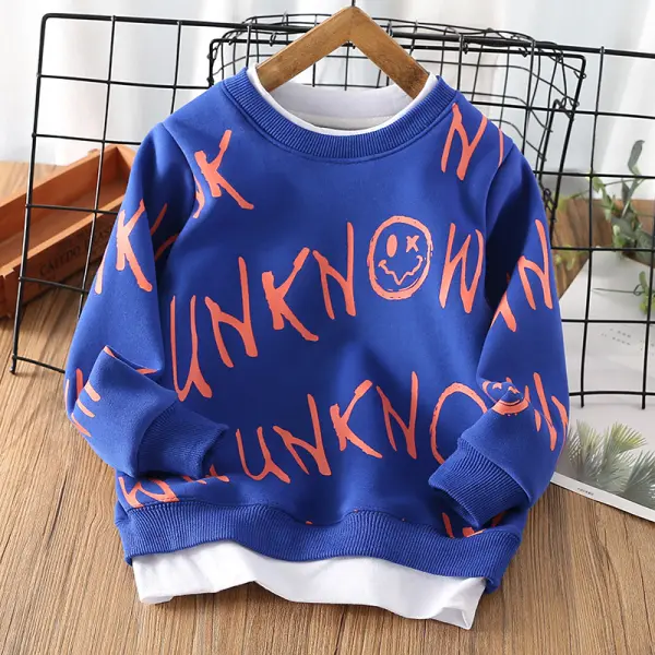 【3Y-11Y】Boys Letter Smiley Long Sleeve Sweatshirt - 4119 - Popopieshop.com 