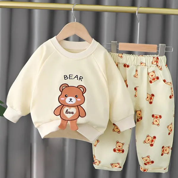 【6M-4Y】Girl 2-piece Cartoon Embroidered Long Sleeve Sweatshirt And Pants Set - Popopiearab.com 