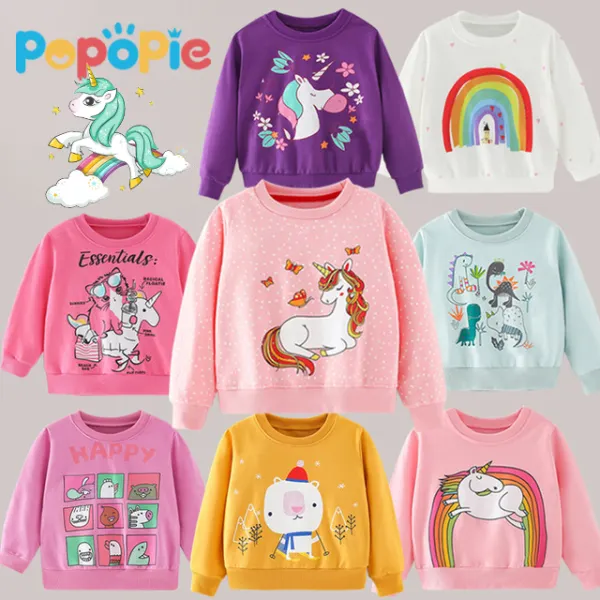 【18M-9Y】Girls Cartoon Pattern Long Sleeve Sweatshirt - Popopiearab.com 