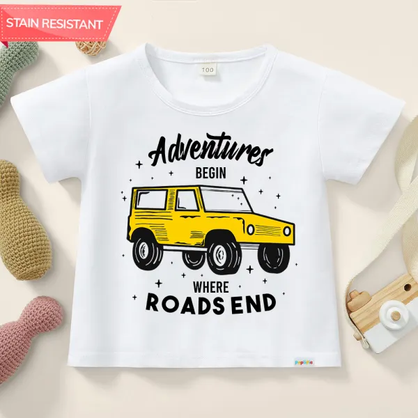 【12M-9Y】Boys Cotton Stain Resistant Car Pattern Short Sleeve Tee - Popopieshop.com 