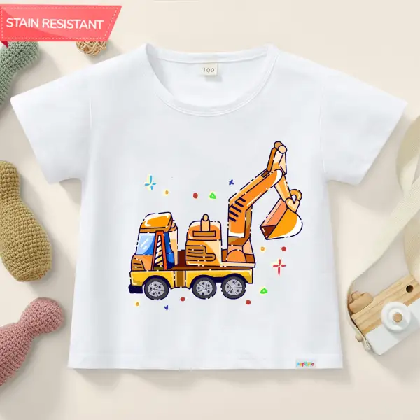 【12M-9Y】Boy Cotton Stain Resistant Car Print Short Sleeve Tee - Popopieshop.com 