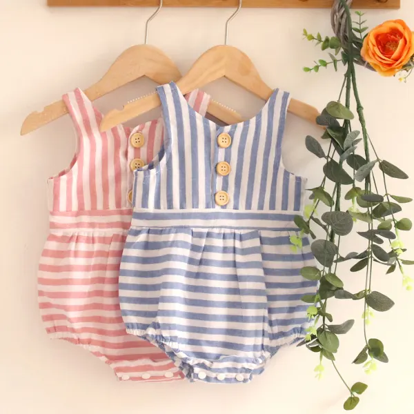 【0M-12M】Baby Cute Striped Romper - Popopieshop.com 