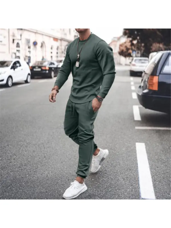 Casual Round Neck Solid Color Suit - Cominbuy.com 
