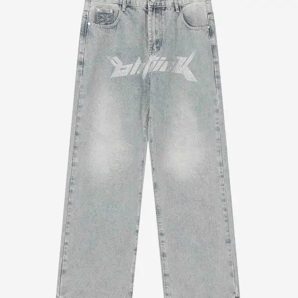 The Supermade Dark Letter Print Jeans - Sunhopebloom.com 