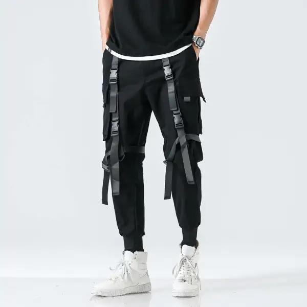 Men Three Dimensional Pocket Functional Streamer Overalls Men's Loose Feet - Burstarsunshine.com 