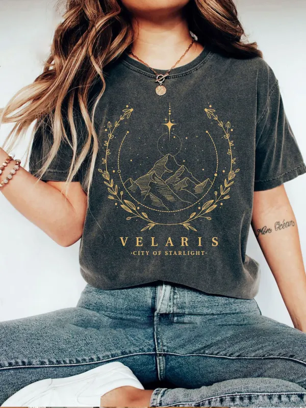 SJM Merch, Gold Print Velaris T-shirt, The Night Court T-shirt - Aptkoi.com 