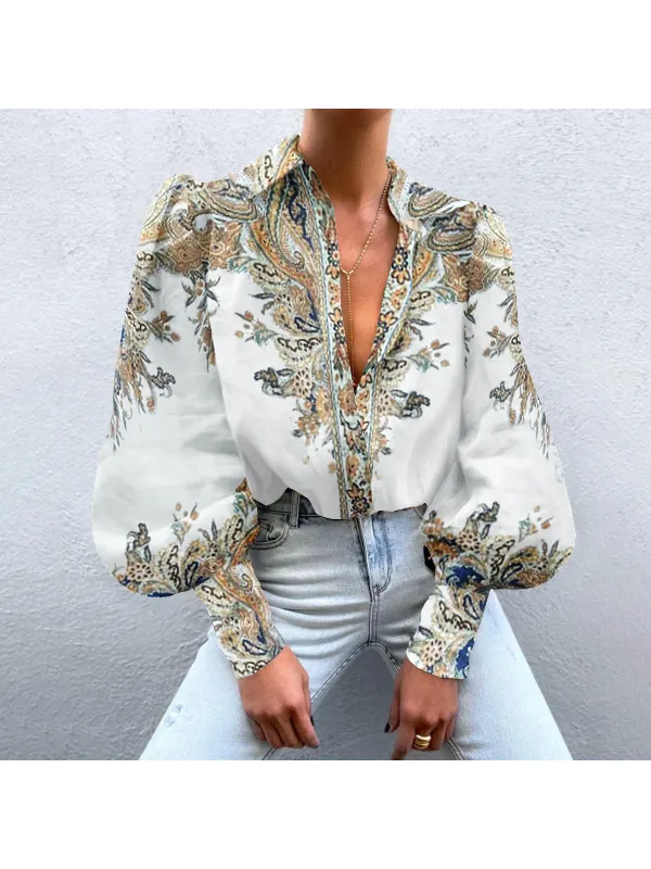 Fashion Vintage Print Blouse - Realyiyi.com 