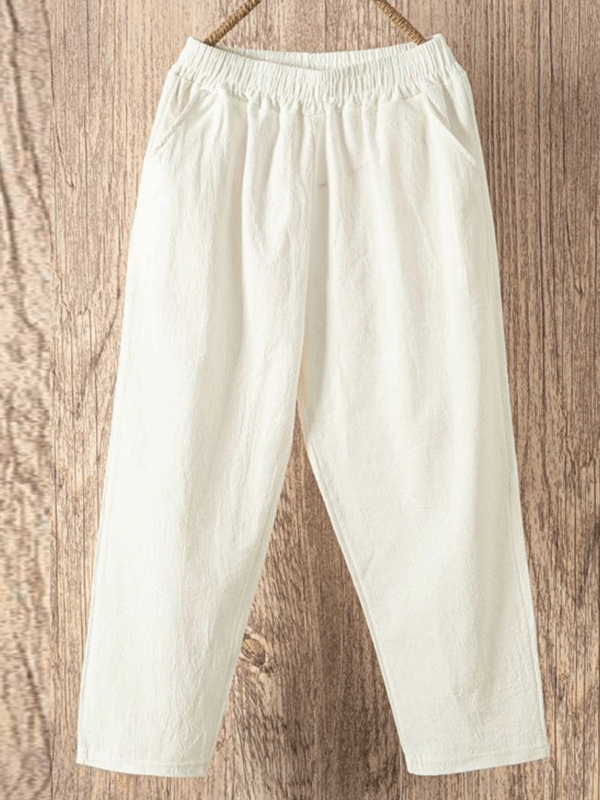 Cropped Cotton Harem Casual Pants - Oasisjoy.com 