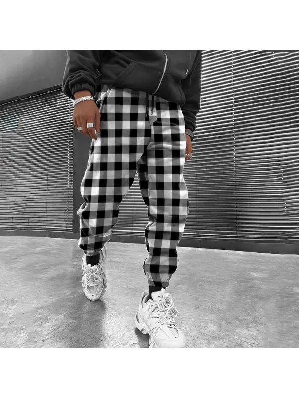 Checked Texture Air Layer Track Pants - Machoup.com 