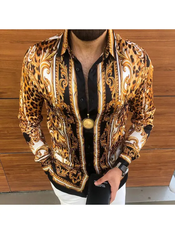 Casual Leopard-print Palace-style Long-sleeved Shirt - Cominbuy.com 