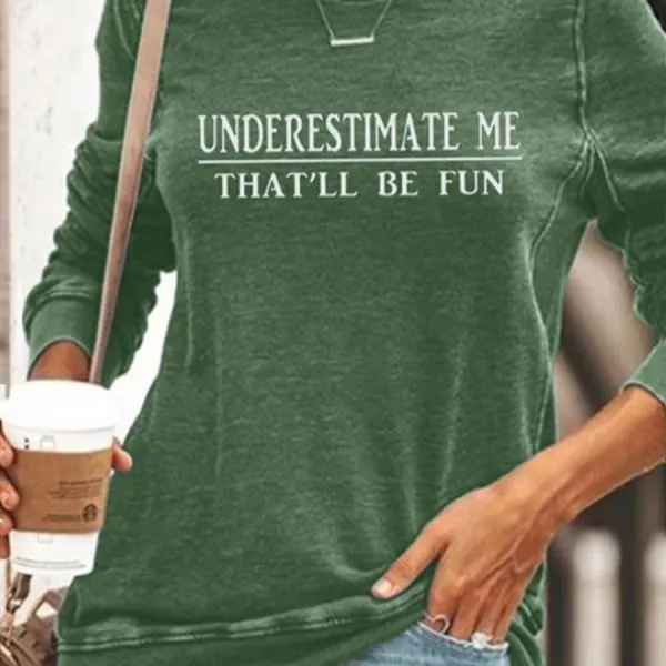 Letters Printed Round Neck Sweatshirt - Kalesafe.com 