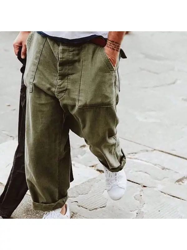 Casual Mens Solid Color Loose Trousers - Machoup.com 