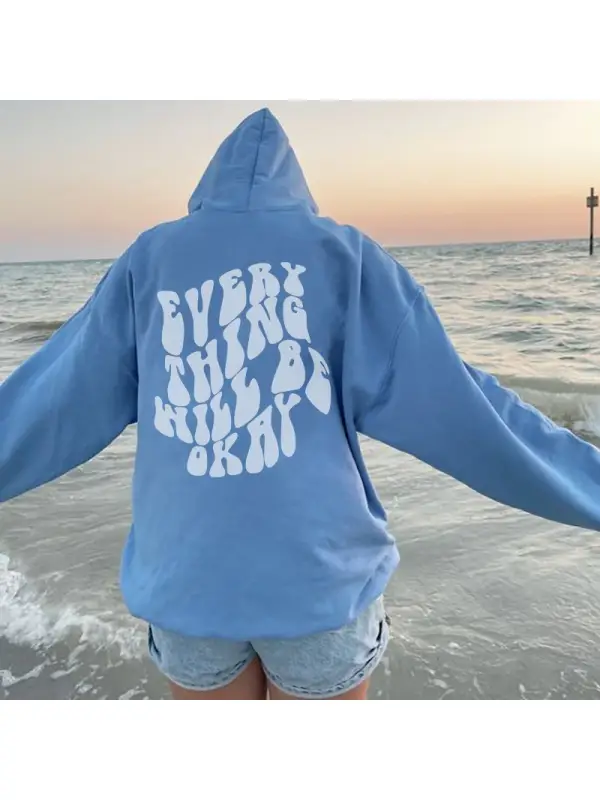 Everything Will Be Okay Print Women's Hoodie - Ootdmw.com 