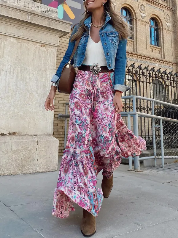 Paisley Print Tier Skirt - Hoplady.chimpone.com 