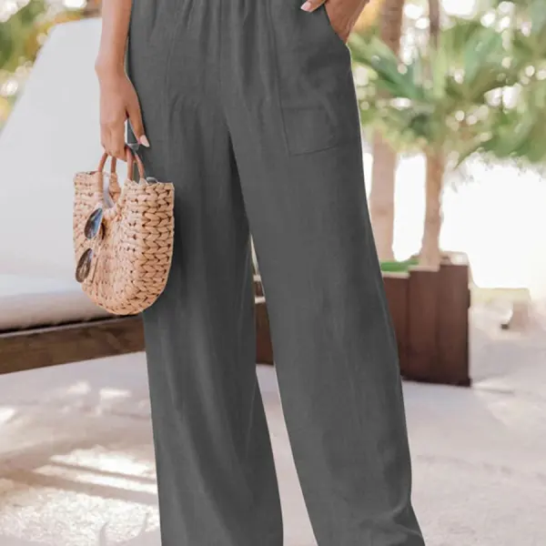 Casual Loose Solid Color Elastic Waist Pants Only $14.89 - Wayrates.com 