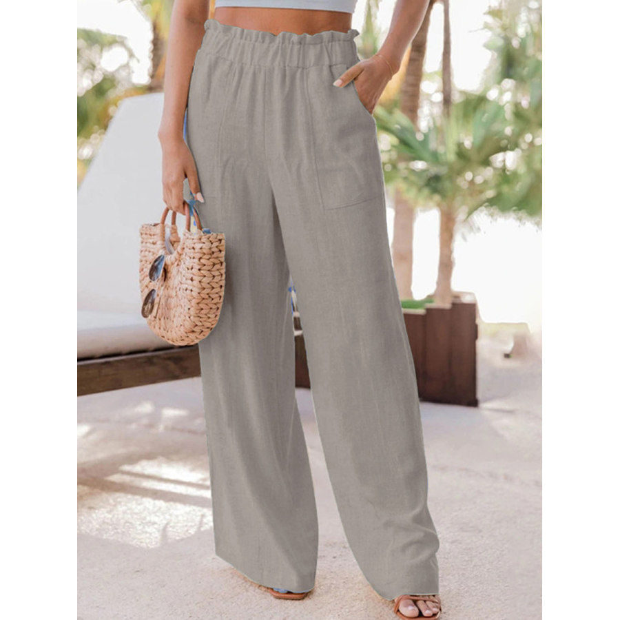 

Casual Loose Solid Color Elastic Waist Pants