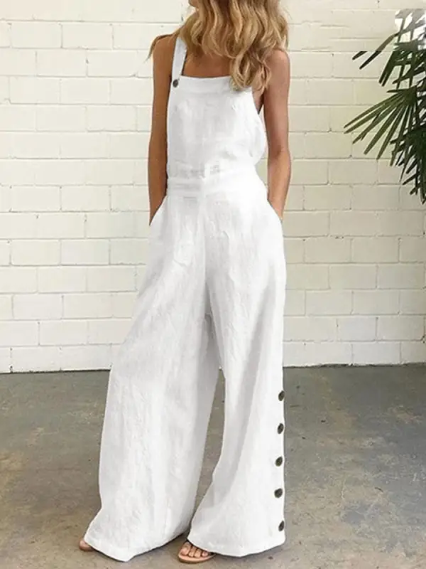 Casual Loose Solid Color Summer Jumpsuit - Oasisjoy.com 