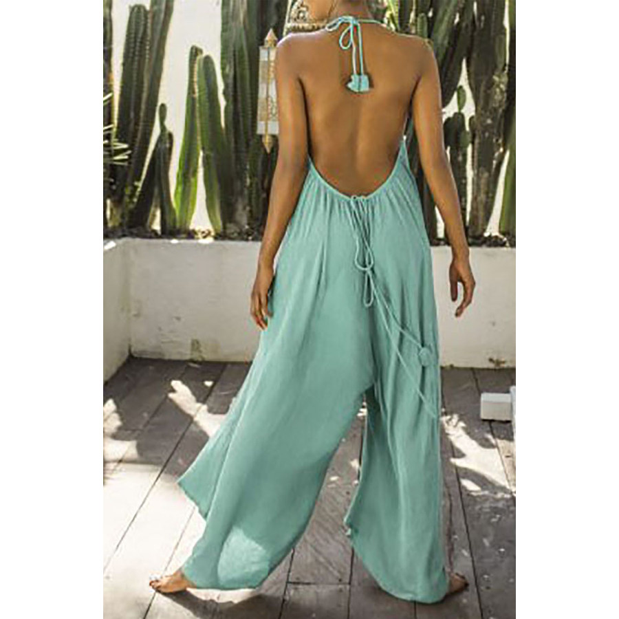 

Halter Drawstring Halter Sexy Jumpsuit