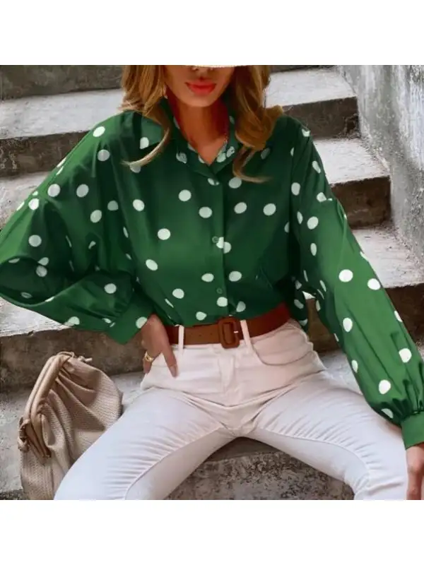 Fashion Polka Dot Long Sleeve Blouse - Realyiyishop.com 