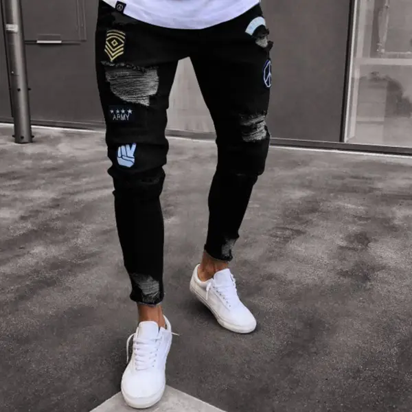 Fashion Ripped Hole Jeans HH034 - Salolist.com 