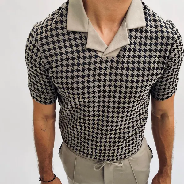 Houndstooth Slim Fit Polo Shirt - Kalesafe.com 
