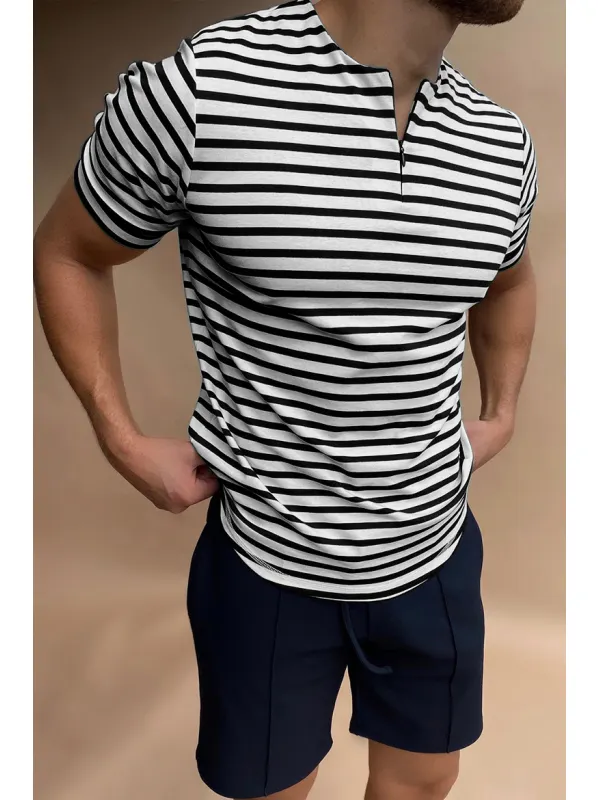 Solid Color Polo Shirt Without Zipper - Cominbuy.com 