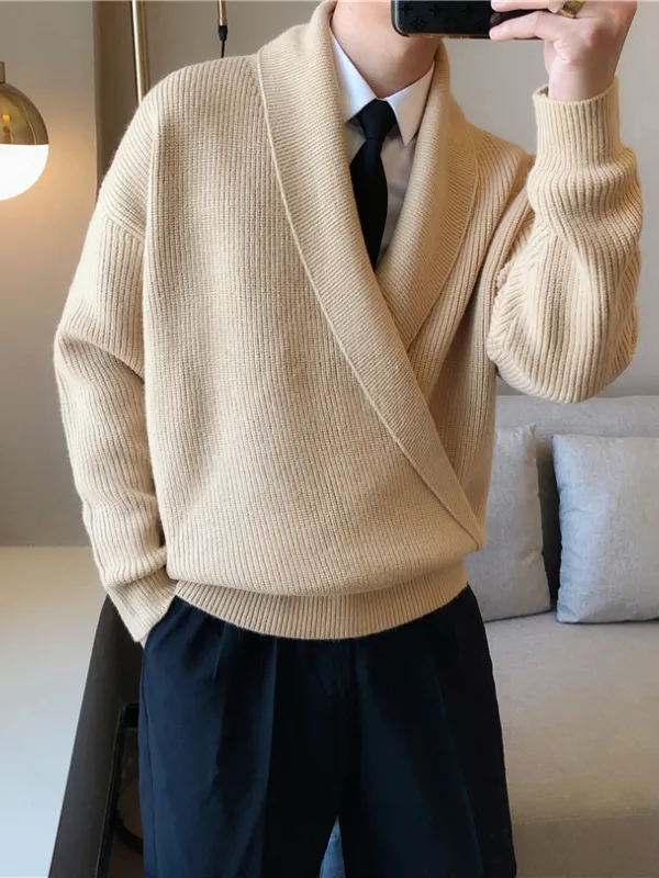 Gentleman's Simple Plain Knitted Top - Sunshinenice.com 