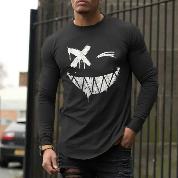 Smiley Print Long-sleeved T-shirt - Honeylop.chimpone.com 