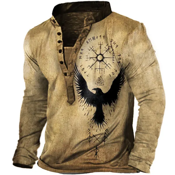 Vintage Print Men's Outdoor Henley Tactical Long Sleeve T-Shirt Only $16.89 - Wayrates.com 