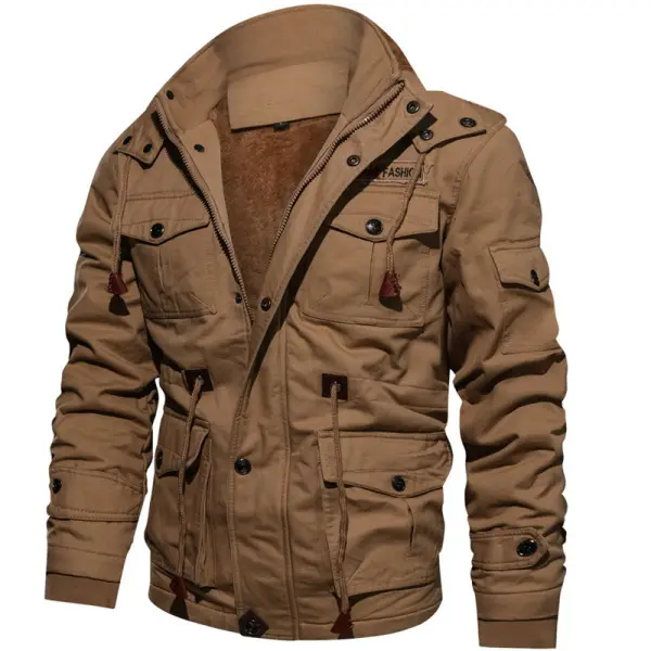 Men's Outdoor Casual Loose Stand Collar Hooded Cotton Jacket - Honeylop.chimpone.com 