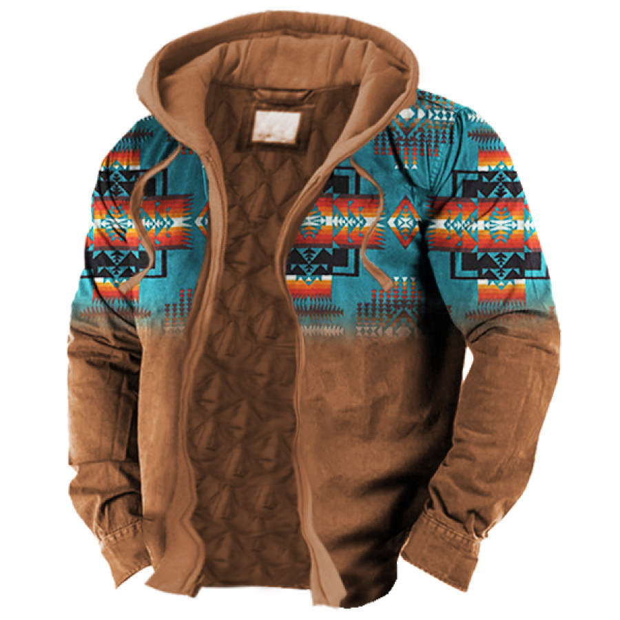 

Men's Contrast Cowboy Aztec Christmas Hooded Jacket