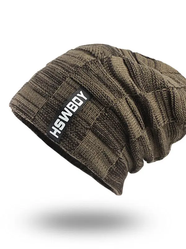 Men's Retro Contrast Color Warm Knit Hat - Pragmaace.com 