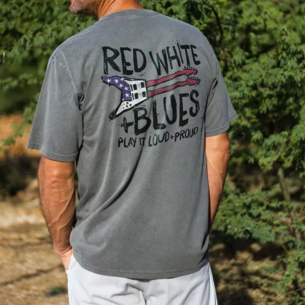 Red White And Blue Crater Round Neck T-shirt - Albionstyle.com 