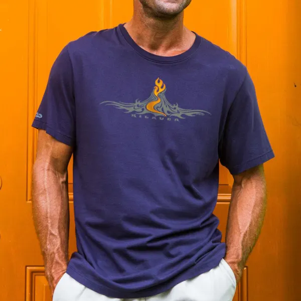 Short-Sleeve Kilauea Tattoo Indigo Pima T-shirt-C - Albionstyle.com 