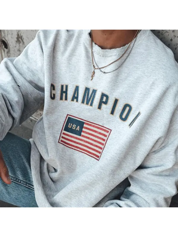 Champion Printed Crew Neck Sweatshirt - Ootdmw.com 
