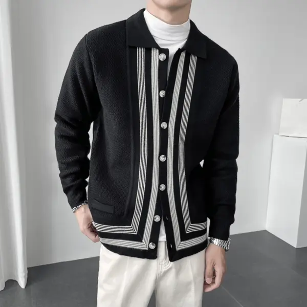 Men's Elegant Lapel Knitted Cardigan Jacket - Keymimi.com 