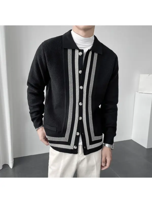 Men's Elegant Lapel Knitted Cardigan Jacket - Realyiyi.com 