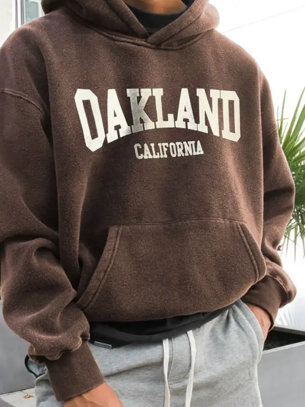 Retro Men's OAKLAND Casual Print Hoodie - Menbarn.com 