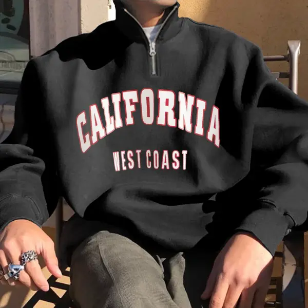 Men's California Casual Printed Zipper Polos Sweatshirt - Keymimi.com 