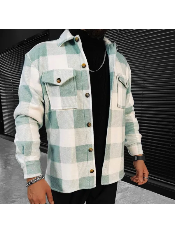 Checkerboard Long-sleeved Shirt/jacket - Machoup.com 