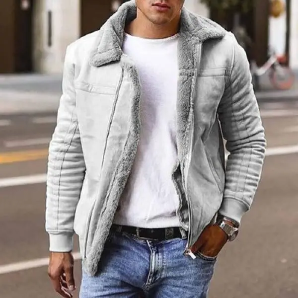 Mens Matte Velvet Plain Composite Leather Jacket - Keymimi.com 