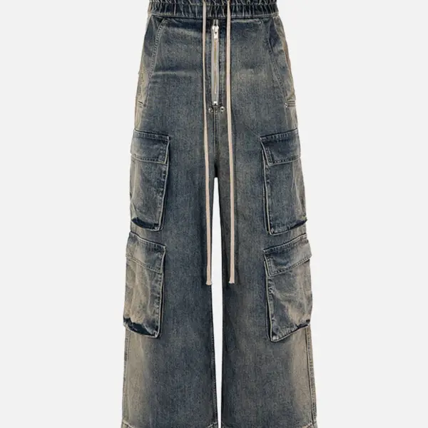 The Supermade Wide Leg Multi-Pocket Straight Leg Loose Jeans - Sunhopebloom.com 
