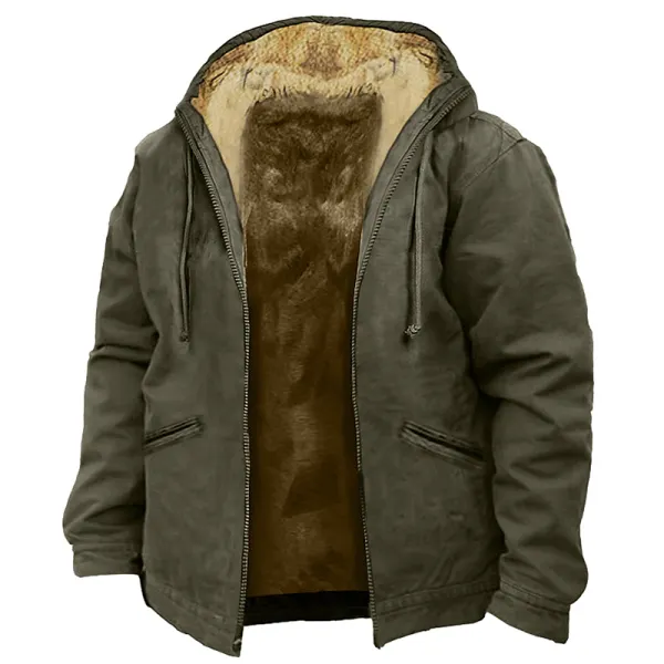 Men's Retro Casual Colorblock Warm Hooded Jacket - Sunhopebloom.com 