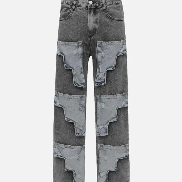 The Supermade Washed And Patched Ripped Jeans - Sunhopebloom.com 