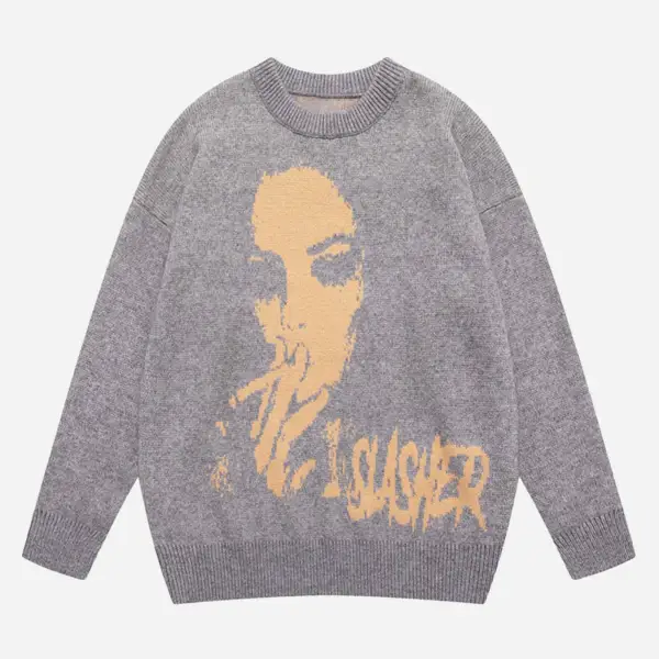 The Supermade Street Vintage Character Knit Sweater - Sunhopebloom.com 