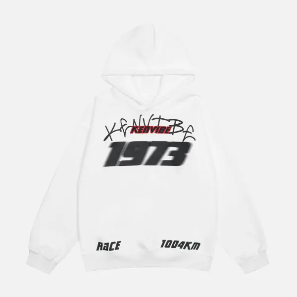 The Supermade American High Street Fuzzy Digital Print Hooded Sweatshirt - Sunhopebloom.com 