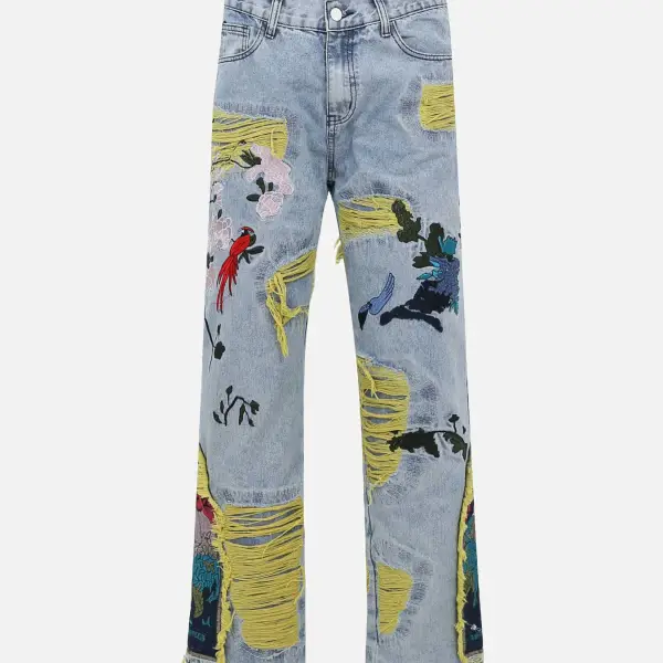 The Supermade Plum Embroidery Jeans - Sunhopebloom.com 
