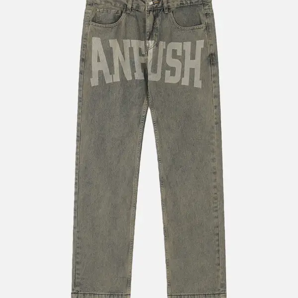The Supermade American Vintage Letter Print Jeans - Sunhopebloom.com 