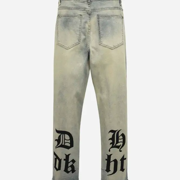 The Supermade Gothic Letter Print Jeans - Sunhopebloom.com 